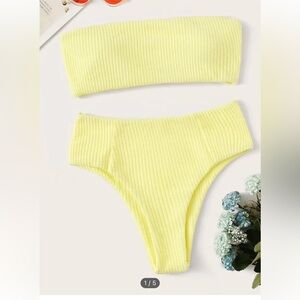 Bright Yellow Bandeau Swimsuit